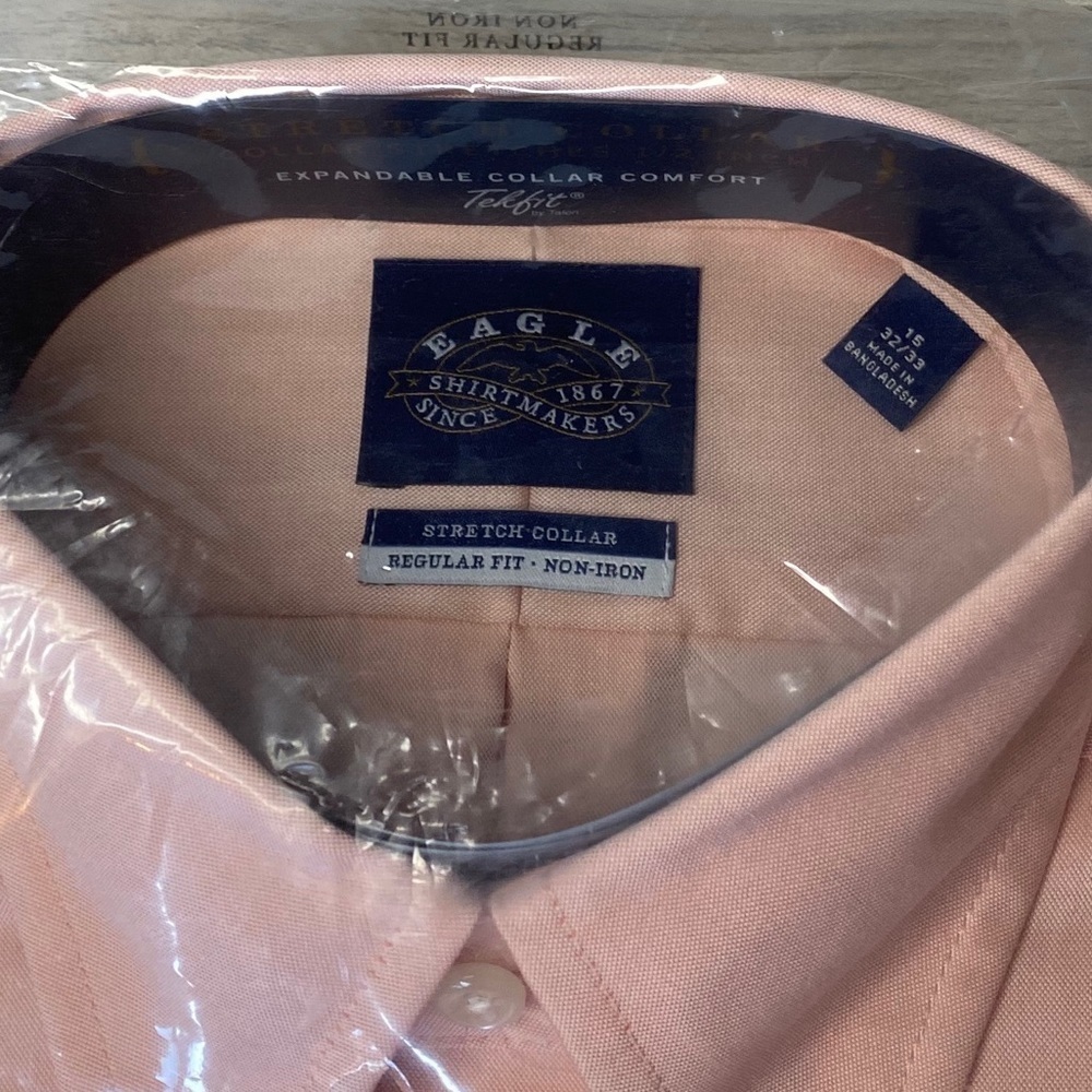 NWT Eagle shirtmaker regular fit dress shirt size 15 32/33 in sunset color - Picture 4 of 8
